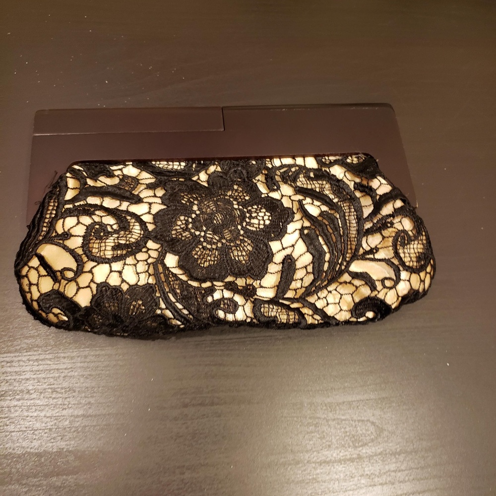 Beautiful wood and lace clutch